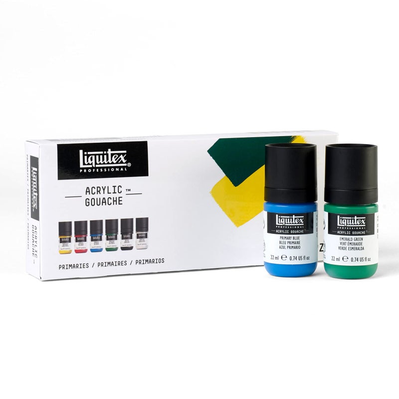 Liquitex Professional Acrylic Gouache Paint, 6 x 22ml (0.74-oz), Primaries Set - Image 5